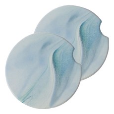 上手家居 珪藻土汽車杯墊/吸水墊/車用杯墊/車用水杯墊/珪藻土杯墊, 淡水藍, 2個