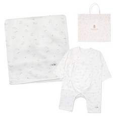 ORGANICMOM 新生兒出生禮物 Coin 新生兒睡袍 MHFNBW02 + 包巾 MHF7CA02 套組 + 購物袋