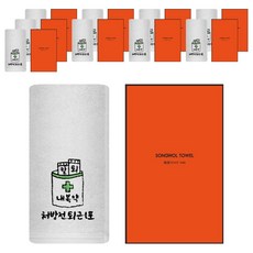 송월타월 직장인 퇴근처방전 컬러 고리 핸드타월 + 케이스 세트, 아이보리, 10세트