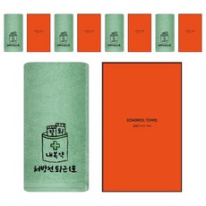 송월타월 직장인 퇴근처방전 컬러 고리 핸드타월 + 케이스 세트, 그린, 5세트