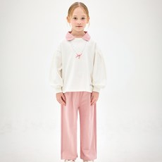 JELISPOON 女童項鍊領荷葉邊點綴上下裝套裝