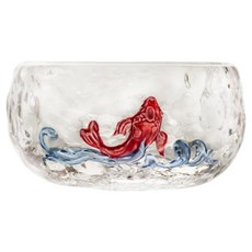아메리칸로드 행운의 물고기 유리 술잔 찻잔 60ml HR2177, 레드, 1개