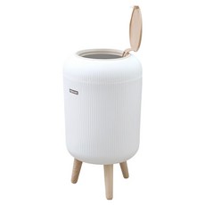 GOODIE FOODIE 溝槽飾板一鍵式圓形垃圾桶 10L, 白色