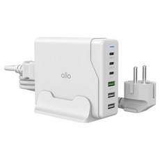 allo 100W GaN接地型6孔PD3.0 PPS QC4.0 Type-C超高速多孔充電器 UC6100GPD, 1個, 白色