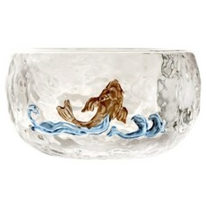 아메리칸로드 행운의 물고기 유리 술잔 찻잔 60ml HR2177, 골드, 1개