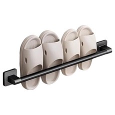 Block Mart 鋁製浴室拖鞋毛巾架 60cm, 1個, 黑色