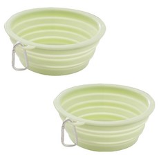 딩동펫 반려동물 마카롱 폴더블 휴대용 식기 대형, 그린, 2개