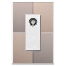 TILINS Gallery 通訊 CATV 組件 2孔插座 白色外框 米金色, 1個