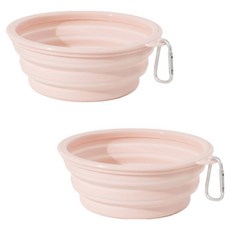 딩동펫 반려동물 마카롱 폴더블 휴대용 식기 대형, 핑크, 2개