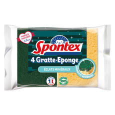 스폰텍스 ECLATS MINERAUX 미세 입자가 살아있는 스크럽 스펀지, 1개, 4개입