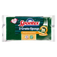 스폰텍스 EFFICACITÉ MAXIMALE 스피드 클린 스크럽 스펀지, 1개, 3개입
