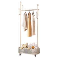 TA&PICA 帶輪鐵製立式衣架 衣帽架, 奶油象牙白