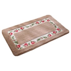 Mini嚴選 方形玫瑰蛋糕絨浴室踏墊 CN0474-K, 咖啡色