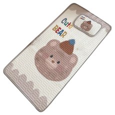 bebehome居家生活 兒童涼感床墊 乳膠涼蓆 附枕頭, 涼墊 + 涼枕套裝, 小熊 棕色