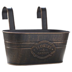 微笑浪漫復古陽台掛式花盆, 1個, 黑色 L