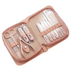 小麥購物 不銹鋼死皮剪修甲12件組 含拉鍊包 L1425, 粉色, 1組