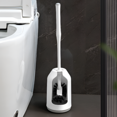 노베아 원형통 + 커브형 화장실 욕실 변기솔 청소솔 세트, 화이트, 1세트