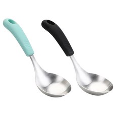 뉴비아 스텐304 주방 캠핑 실리콘 손잡이 미니국자 2종 세트, 민트, 블랙, 1세트