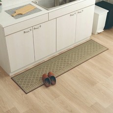 IKEHIKO 日本池彥 日本國內產 抗菌防臭防滑廚房地毯, 米色, 1個