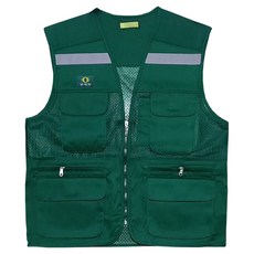 티스 무재해 반사띠 포켓 작업용 안전조끼, 그린, 1개