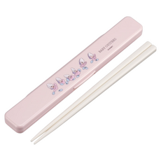 Skater 塑膠筷子 附盒 18cm Baby Oysters, 筷子組 + 盒子, 嫩粉色 + 米色, 1套