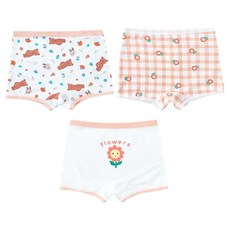 JOYMULTI MK 女童格紋花朵四角內褲3件組