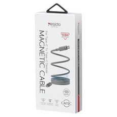 yesido TC對TC內建智慧晶片PD 60W快充磁吸線 CA172C, 100cm, 1個, 灰色