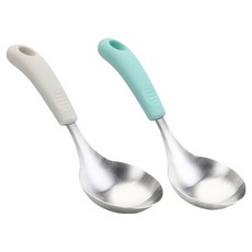 뉴비아 스텐304 주방 캠핑 실리콘 손잡이 미니국자 2종 세트, 아이보리, 민트, 1세트