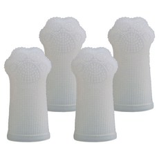 멍냥 반려동물 귀여운 발 모양 손가락 실리콘 칫솔 L, 화이트, 4개