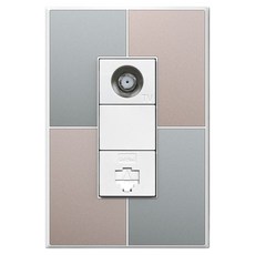 TILINS Gallery 通訊 CATV 2路 / RJ45 1孔 綠米色 + 白色框架, 1個