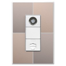 TILINS Gallery 通訊 CATV 2路 / RJ45 1孔 米金色 + 白色框架, 1個