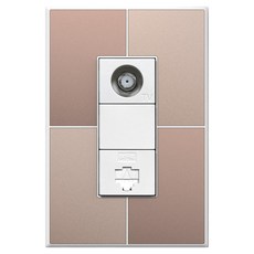 TILINS Gallery 通訊 CATV 2路 / RJ45 1孔 棕金色 + 白色外框, 1個