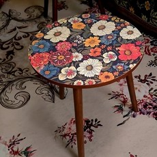 지니콕 원형 원목 1인용 사이드 테이블 40 x 40 x 46 cm, 혼합색상