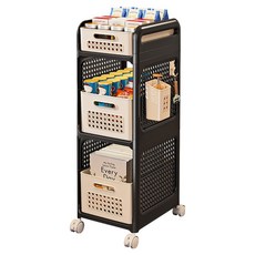 小麥購物 小推車置物架 L1243, 3層, 黑色