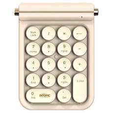 INTOPIC 廣鼎 IT-2.4GHz復古無線數字鍵盤, 卡其色, KBW-N107KK