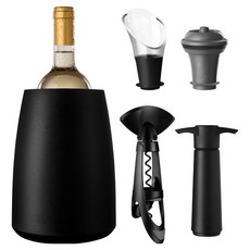 VacuVin 保冷冰桶 + 開酒注酒抽真空組, 黑色, 5個