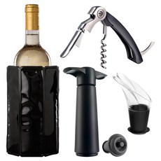 VacuVin 軟冰桶 + 開酒注酒抽真空組, 黑色, 5個