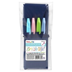 펜텔 브러시 사인펜 4색 + 롤파우치 세트 SES15C-4P, 페일블루, 라이트그린, 그레이블루, 페일핑크, 1세트