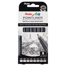 Pentel 飛龍文具 Pointliner 水性繪圖筆 8支組 YS20P-8, 黑色, 1套