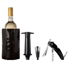 VacuVin 軟冰桶 + 開酒瓶塞注酒抽真空組, 黑色, 4個