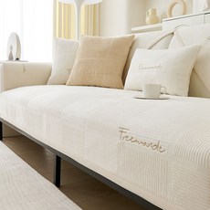 Mini嚴選 牛奶絨刺繡防滑沙發墊 3人座 CN0478-W-3