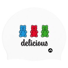 AQUS 矽膠果凍熊游泳帽 AC32F16, 1個, 白色