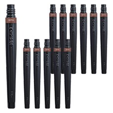 Pentel 飛龍文具 書法彩色軟毛筆補充蕊 FR-141X, 12個, 褐色