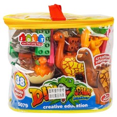 Jun Da Long Toys 駿達隆 幼兒版 恐龍場景建構大積木 CE環保塑料 5079 38片, 1套, 隨機顏色