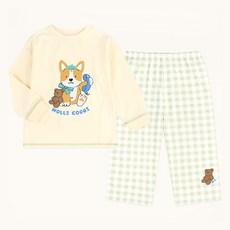mollimelli friends 兒童款Hello狗狗格紋睡衣套裝