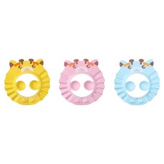 JOYMULTI 兒童沐浴耳罩洗髮帽3件組 ONE SIZE(28 x 30 cm), 1套, 混色