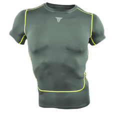 SUPEROaD SPORTS Full-Power 壓縮短袖運動緊身衣, 灰綠色
