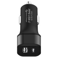 IRIVER 超高速車用充電器 48W 2埠 + Type-C傳輸線套組, IHA-CPD48W, 黑色