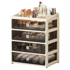 小麥購物 奶油風文件A4整理盒 帶蓋 L1438 34 x 24 x 43cm, 奶白色, 4層