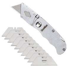 스탠맨 고강도 알루미늄바디 접이식 커터칼 + 날 11p 세트, 1세트